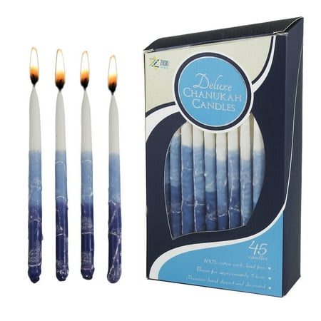 - Premium Hand Made Tapered Chanukag Candles - Blue Elegance
