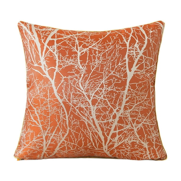 Elegante funda de cojín de 18 x 18 pulgadas, funda de almohada decorativa con ramitas para sofá. Naranja