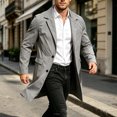 thumbnail image 4 of FRSASU Men's Trench Coat Slim Fit Single Breasted Long Windbreaker Jacket Classic Lapel Casual Overcoat with Side Pockets Gray, 4 of 9