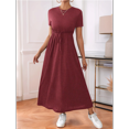 thumbnail image 4 of Women'S Short Sleeve Maxi Dresses Casual Long Dress with Pockets Claret L, 4 of 7