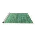 thumbnail image 2 of Ahgly Company Machine Washable Indoor Round Oriental Turquoise Blue Modern Area Rugs, 3' Round, 2 of 4