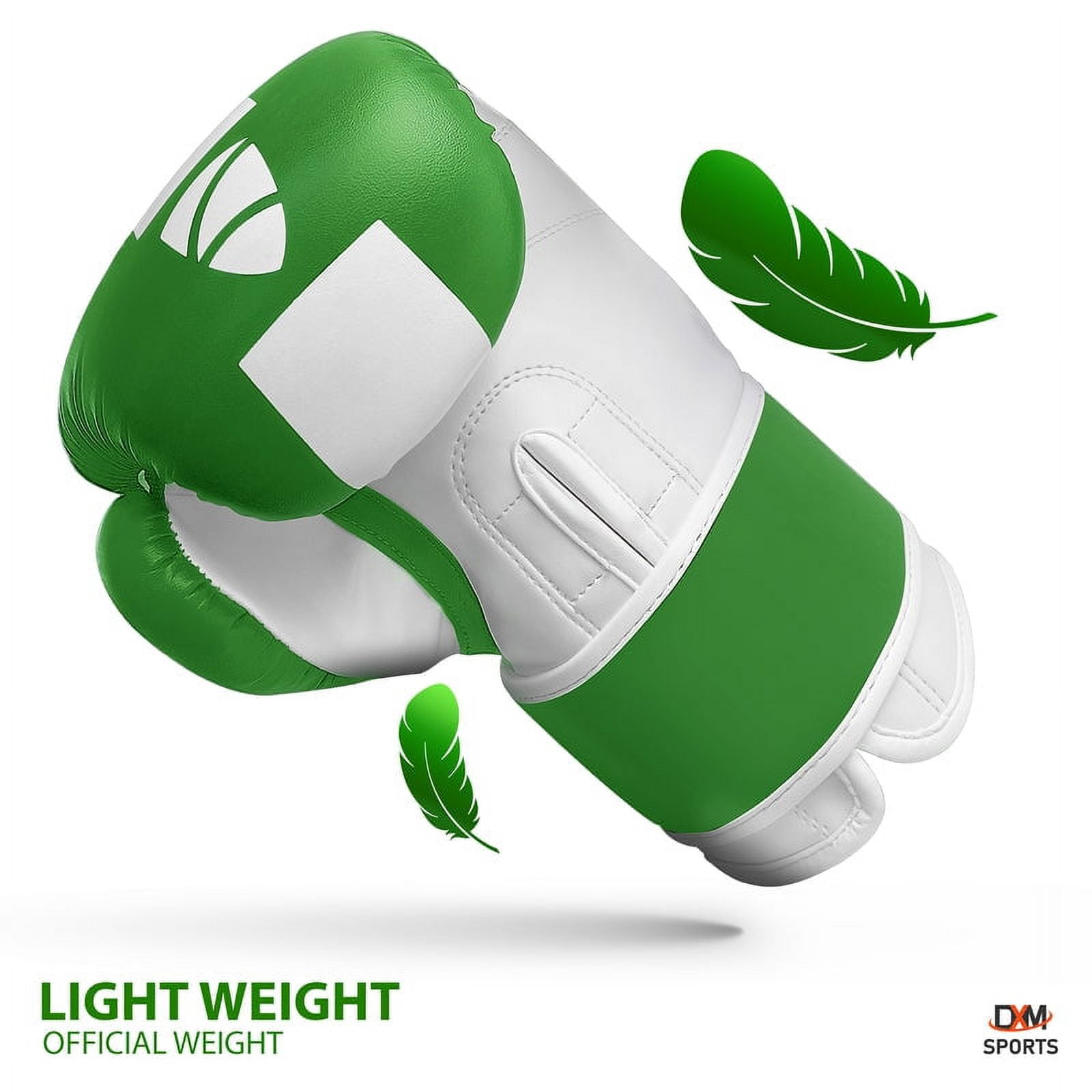DXM SPORTS Boxing Gloves for Men & Women - Green & White, 16oz