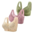 thumbnail image 1 of Hemlock 3 Pack Front Close Cotton Bras, 3 Pack Front Close Cotton Bras, Full Support, Wide Back, No Underwire, 3PC, Blue Daisy Print Bras, Blue 44, Size 38-50, 1 of 6