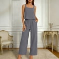 thumbnail image 6 of YFNNUP Women's 2 Piece Set Cotton Linen Tank shirt and Wide Leg Pant Comfy Lounge Set Casual Holiday Vacation Clothes Outfits Gray S, 6 of 10