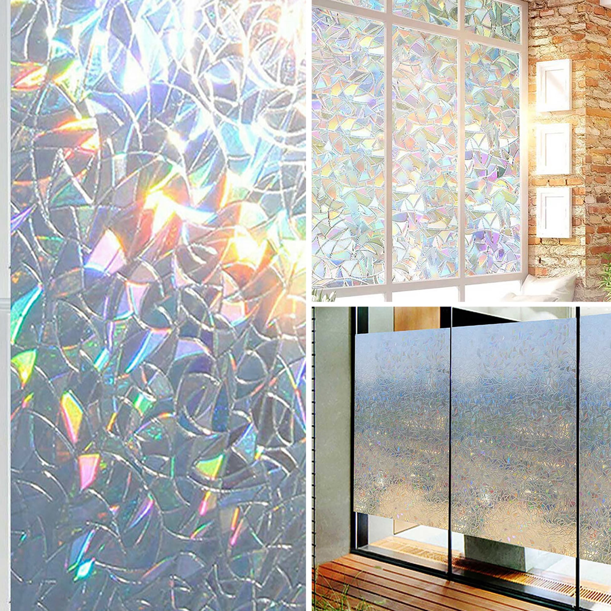 3D Privacy Window Glass Film Sticker Static Frosted Rainbow Home Bathroom Decor 