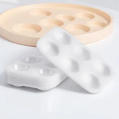 LEORX 12Pcs White Plastic Paint Palettes with 6 Compartments Rectangular Watercolor Tray for Painting Use