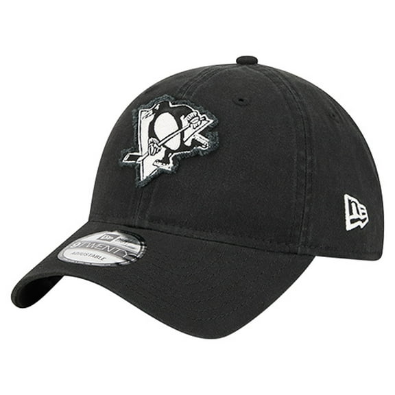 Men's New Era  Black Pittsburgh Penguins Stamp Fabric Applique 9TWENTY Adjustable Hat