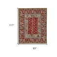 thumbnail image 5 of HomeRoots 511606 8 x 10 ft. Wool Floral Hand Knotted Distressed Stain Resistant Rectangle Area Rug with Fringe, Red, Blue & Brown, 5 of 5