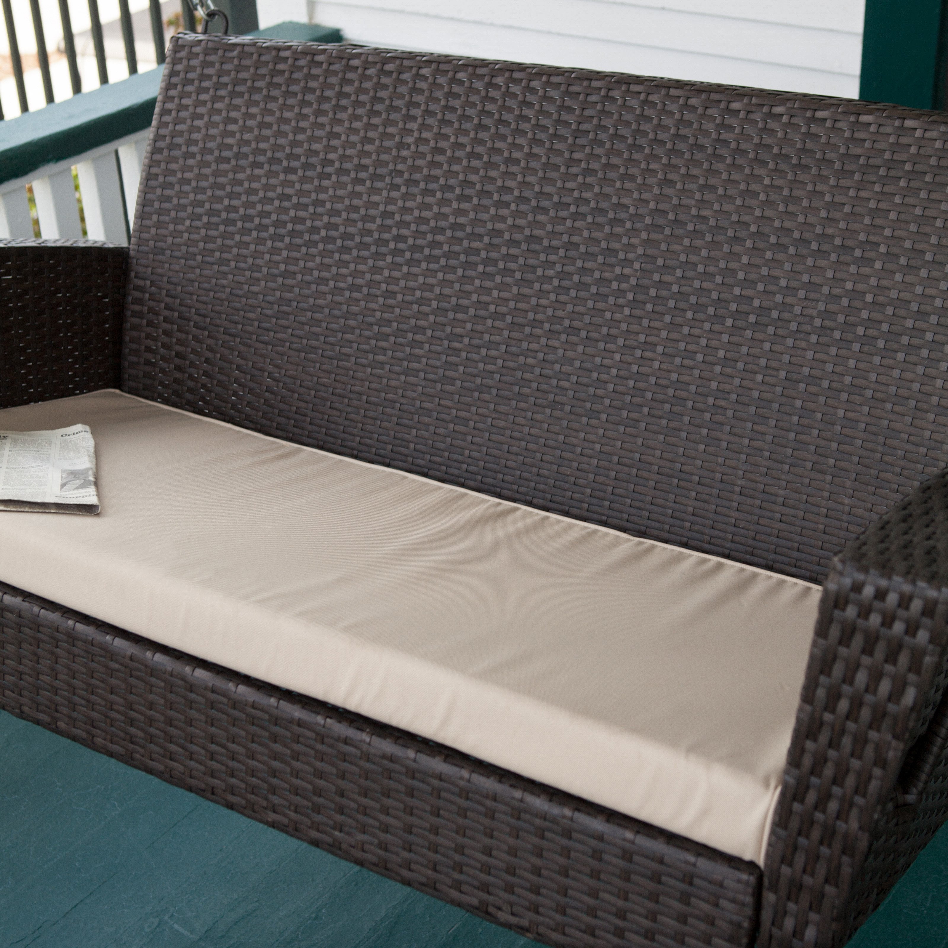 Coral Coast Soho Wicker Porch Swing with Free Cushion by