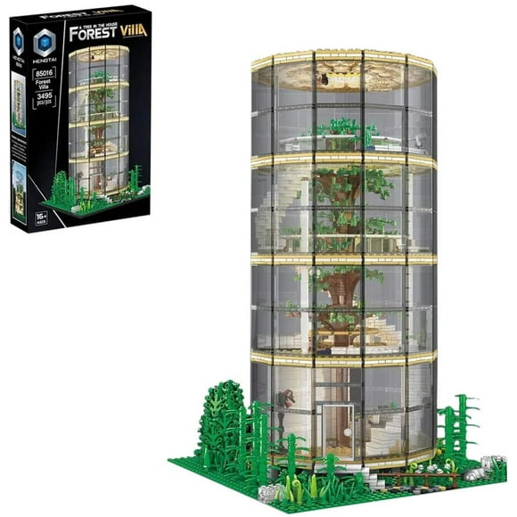Set de bloques de construcción Hang Tie Forest Villa con árbol transparente