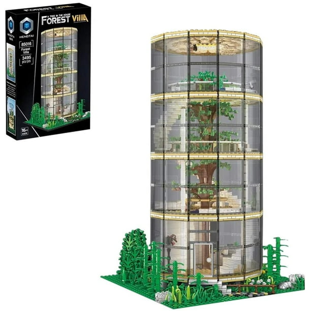 Set de bloques de construcción Hang Tie Forest Villa con árbol transparente