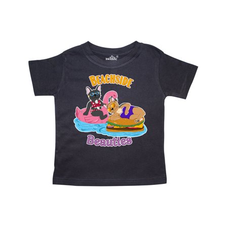 

Inktastic Cute French Bulldogs On Pool Floaties Beach side Beauties Gift Toddler Boy or Toddler Girl T-Shirt
