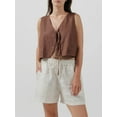 thumbnail image 4 of Rdhnmea Women Cotton Linen Tie Front Tank Tops Sleeveless Tie-up Solid Outwear Summer Gilet Blouse Going Out Tops Streetwear, 4 of 8