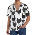 thumbnail image 7 of Lsque Retro Rooster print Men's Cuban Collar Short Sleeve Shirt Summer Beachwear Casual Button Down Fashionable Vacation Leisure Shirt-X-Large, 7 of 7