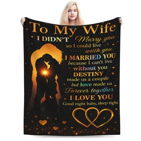 Gift for Wife from Husband to My Wife Blanket Wedding Anniversary Romantic Gifts for Women Birthday Christmas Valentine's Mother's Day Healing Thoughts Blanket Presents for Her 50x40