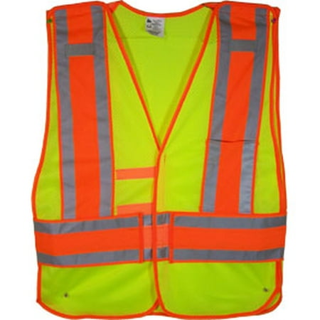 Lime Class II MESH First Responder Safety Vest with OrangeSilver Stripes and 5 point tearaway, Standard size