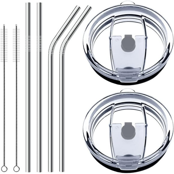 30 oz Tumbler Lids with Drinking Straws, Fits for YETI Rambler, Ozark Trail, Old Style Rtic and More, SENHAI Spill-Proof Splash Resistant Lids Covers for Stainless Steel Tumblers Cups - Set of 8