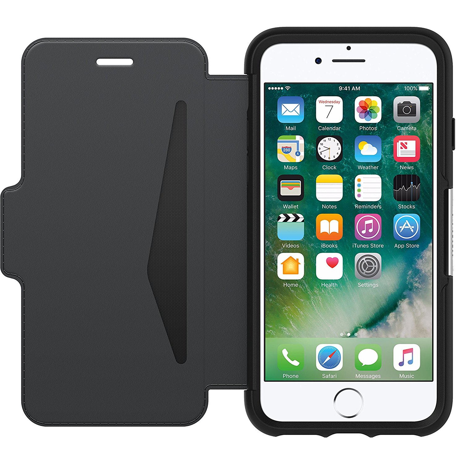 OtterBox iPhone 8/7 Black/Grey (Shadow) Leather Strada Folio case 77