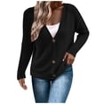 thumbnail image 2 of Usmixi Winter Womens Sweater Coat Fuzzy Fleece Coats for Women Casual Solid V Neck Button Long Sleeve Cardigan Tops Fall Comfy Knit Sweater Outerwear 2023 Sweater Coat, 2 of 7