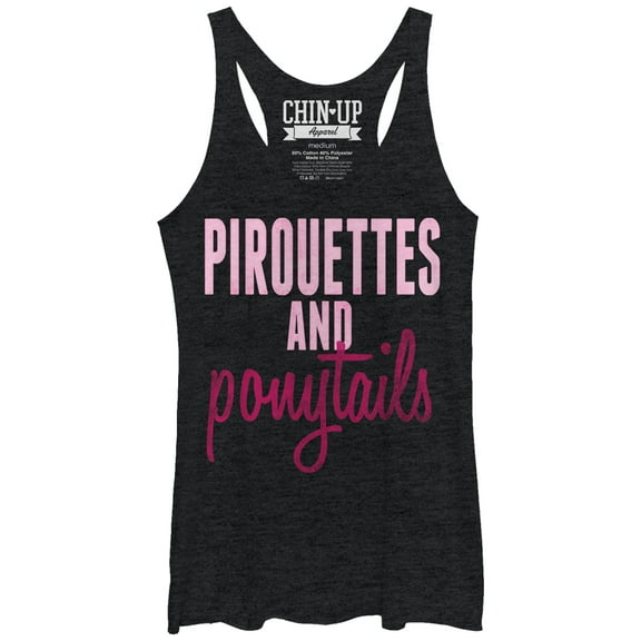 Women's CHIN UP Pirouettes and Ponytails Racerback Tank Top Black Heather X Large