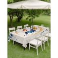 thumbnail image 4 of Outdoor Tablecloth with Umbrella Hole for Patio/Picnic/Party/Camping, Blue Butterflies Flowers Waterproof Table Cloth Rectangle Table Cover Washable, Spring Watercolor Botanical Beige (60"x 84"), 4 of 9