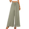 thumbnail image 4 of IDALL Wide Leg Pants Woman Lounge Pants Women Women Flowy Ruffle Solid Color Drawstring Waist Pants Baggy Pants Women'S Pants Army Green L, 4 of 4