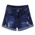 thumbnail image 2 of Outtop Women Low Waisted Washed Ripped Hole Short Mini Jeans Denim Pants Shorts, 2 of 3