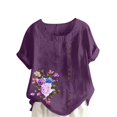 thumbnail image 2 of Fiudx Liquidación de Ahorros de Verano Blusa Informal y de Lino con Botones y Manga Corta Estampada para Mujer, 2 of 3