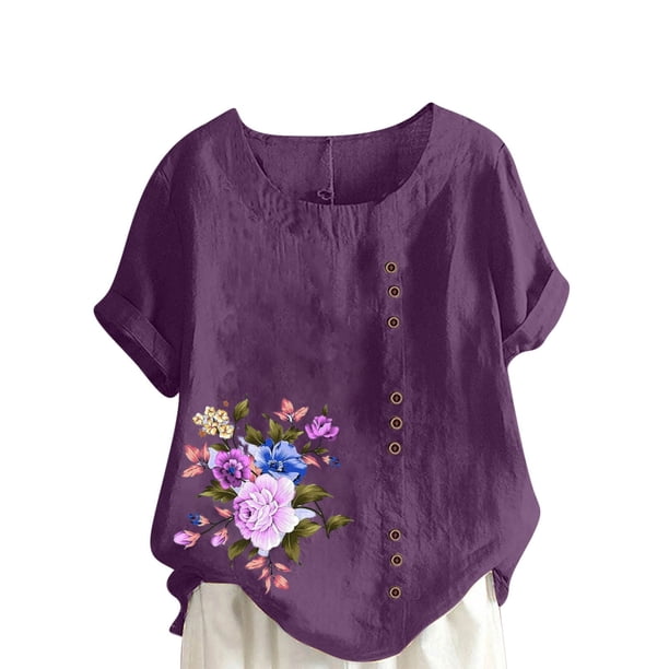 Camisetas de Manga Corta para Mujeres, Camiseta de Manga Corta Impresa Casual Hecha de 95% Poliéster 5% Spandex para Todas las Estaciones, Camisetas de Manga Corta para Mujeres