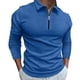 thumbnail image 1 of Camisa informal de manga larga para hombre: cuello vuelto, detalle de cremallera, color liso, poliéster, oficina/ocio, tallas 10-20 (EE. UU.), 1 of 5
