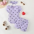 thumbnail image 2 of KPOPLK Baby Girl Clothes Outfits Romper Pants Cute Bow Headband Hat Sets For Baby Girls toddler girl clearance clothes under $5.00(12-18 Months,Purple), 2 of 8