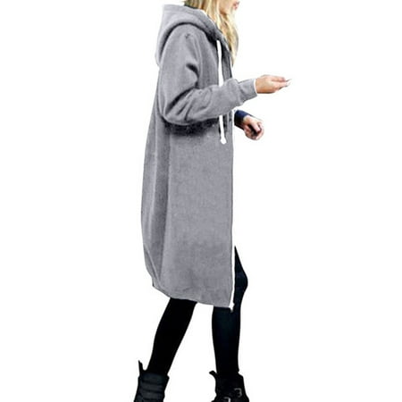 Hooded Women Plus Size Jacket Zip Up Hoodies Sweatshirt Winter Coat Long Tops Outwear Oversized Pocket Loose (Best Winter Coats For Plus Size)