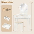thumbnail image 4 of Small Makeup Dressing Table Vanity Set with Round 3‑Color Dimmable LED Lighted Mirror, 4 Storage Drawers, Solid Wood Legs and Cushioned Stool for Compact Bedroom,White, 4 of 6