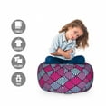 thumbnail image 2 of Geometric Storage Toy Bag Chair, Fashion Feminine Vintage Style Wild Folk Modern Motif, Stuffed Animal Organizer Washable Bag, Small Size, Aqua Magenta Violet, by Ambesonne, 2 of 3