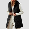 thumbnail image 2 of larppty Long Puffer Vest Women Sleeveless Hooded Puffer Jacket Lightweight Quilted Jackets Winter Warm Zip Up Coat Outerwear (Black, XXL), 2 of 5