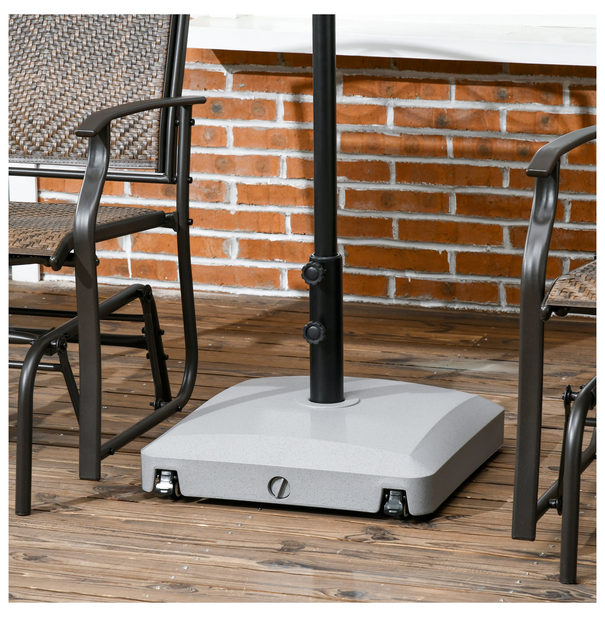 Patio Umbrella Base with Wheels, 53lbs Water or 66lbs Sand Filled, Heavy Duty Outdoor Umbrella Stand Holder, Gray