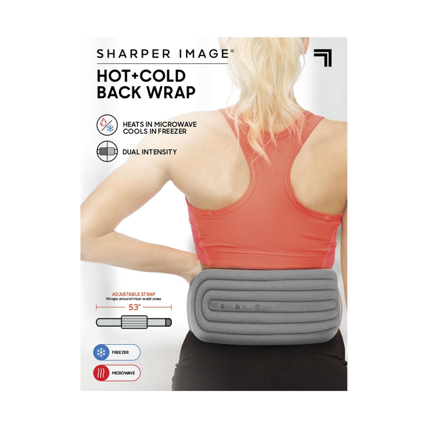 Sharper Image Hot + Cold Back Wrap, Dual Intensity Soft Fabric, 1.4 m Length