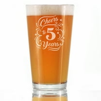 Bevvee Pint Glass 16 oz Cheers 5 Years Gifts for Beer Enthusiasts Beer Glasses