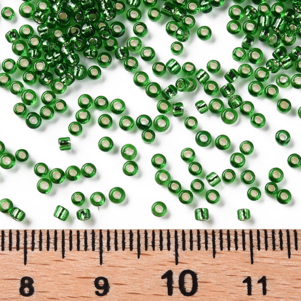 1bag 12/0 Grade A Round Glass Seed Beads Silver Lined Green 12/0 2x1.5mm Hole: 0.3mm about 30000pcs/bag