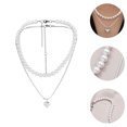 thumbnail image 3 of MasteelfCA 1 Ensemble Collier Élégant Double Couche Collier Perle Collier Cœur en Acier Titane, 3 of 8