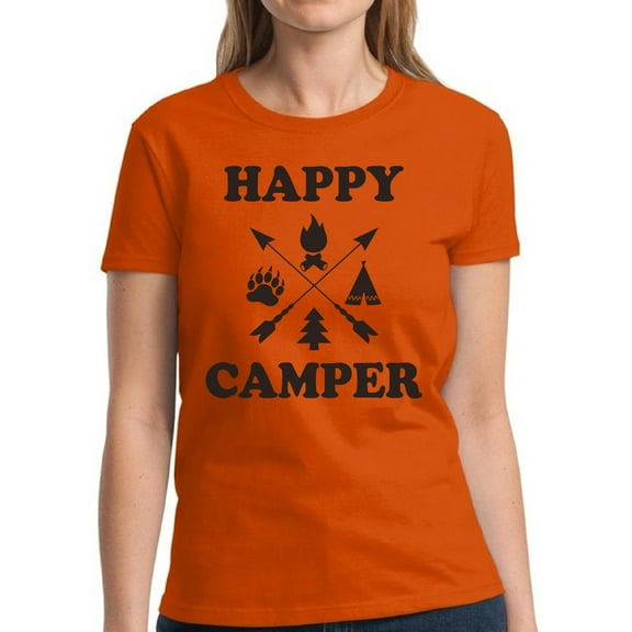 Happy Camper Camping Shirt for Women - S M L XL 2XL 3XL Weekend Camp Graphic Tee - Ladies T-Shirt Gift