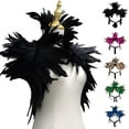 thumbnail image 2 of Xinwanna Gothic Style Fake Collar with Layered Feathers Lightweight Durable Fabric Feather Cape Black Shawl Versatile Accessory (Red), 2 of 13