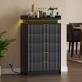 thumbnail image 6 of Pusnapku 5 Drawer Dresser, 45" Tall Fluted Chest of Drawers with Charging Station, LED Light, Vertical Wood Storage Dressers for Living Room, Entryway, 6 of 9