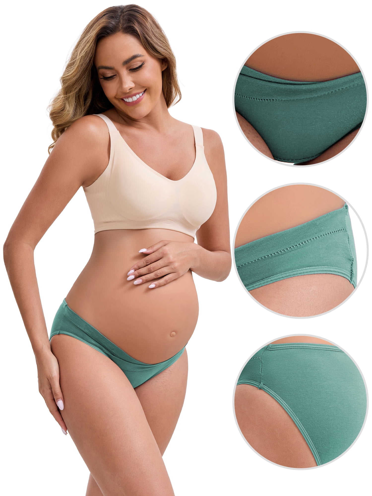 DARING DIVA Maternity Low Waist Briefs 4 Pack XL 1 Dark Pink 1 Gray 1 Green 1 Red