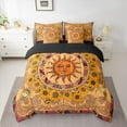 thumbnail image 2 of Manfei Boho Sun Sunflower 7 Pieces Bedding Comforter Set,Bohemain Exotic Style Full Bedding Set,Orange Paisley Flowers Fitted Sheet Flat Sheet For Men Women,Breathable Home Decor Reversible, 2 of 8