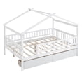 thumbnail image 6 of Canopy Bed Frame Platform Bed with Two Drawers Modern Wooden Canopy Bed with Headboard & Footboard and Slat Support Leg for Dorm, Bedroom, Guest Room (White,Full), 6 of 9