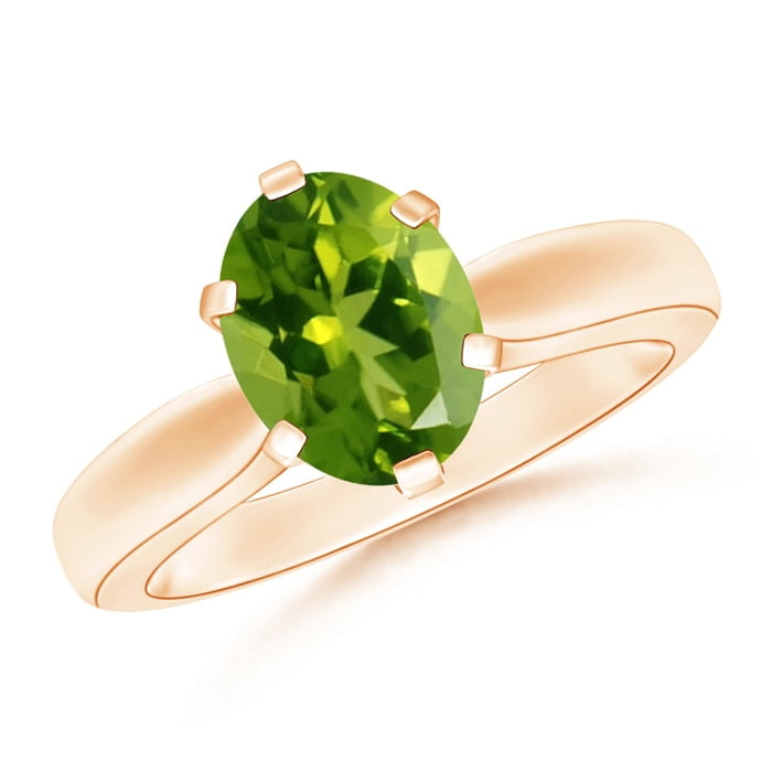 August Birthstone 1.9 ct tw Natural Green Peridot & Diamond Solid 14k Yellow Gold Engagement Ring for Women 9 mm 