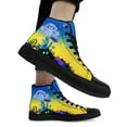 thumbnail image 5 of Coolcustomize Men's Gothic Punk Neon Glow-in-the-Dark Sneakers - Neon Blue & Yellow Mushroom Graphic High-Top Lace-Up Shoes with Neon Glow-in-the-Dark Sole Casual Shoes, 5 of 10
