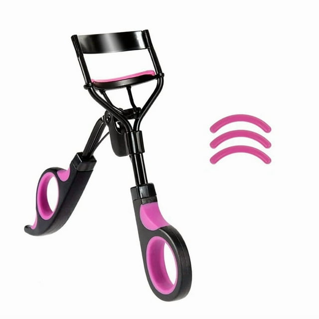 Eyelash Curler with 3Pcs Replacement Pads Eyelash Curler Portable Definition False Eyelash Curler Tools,1 Set x Eyelash Curler,Black