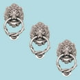 thumbnail image 2 of Chrome Plated Solid Cast Brass Lion Front Door Knocker 6.25" H Decorative Antique Shiny Lion Ring Style Entry Door Vintage Metal Knockers w/Hardware Renovators Supply Pack of 3, 2 of 3